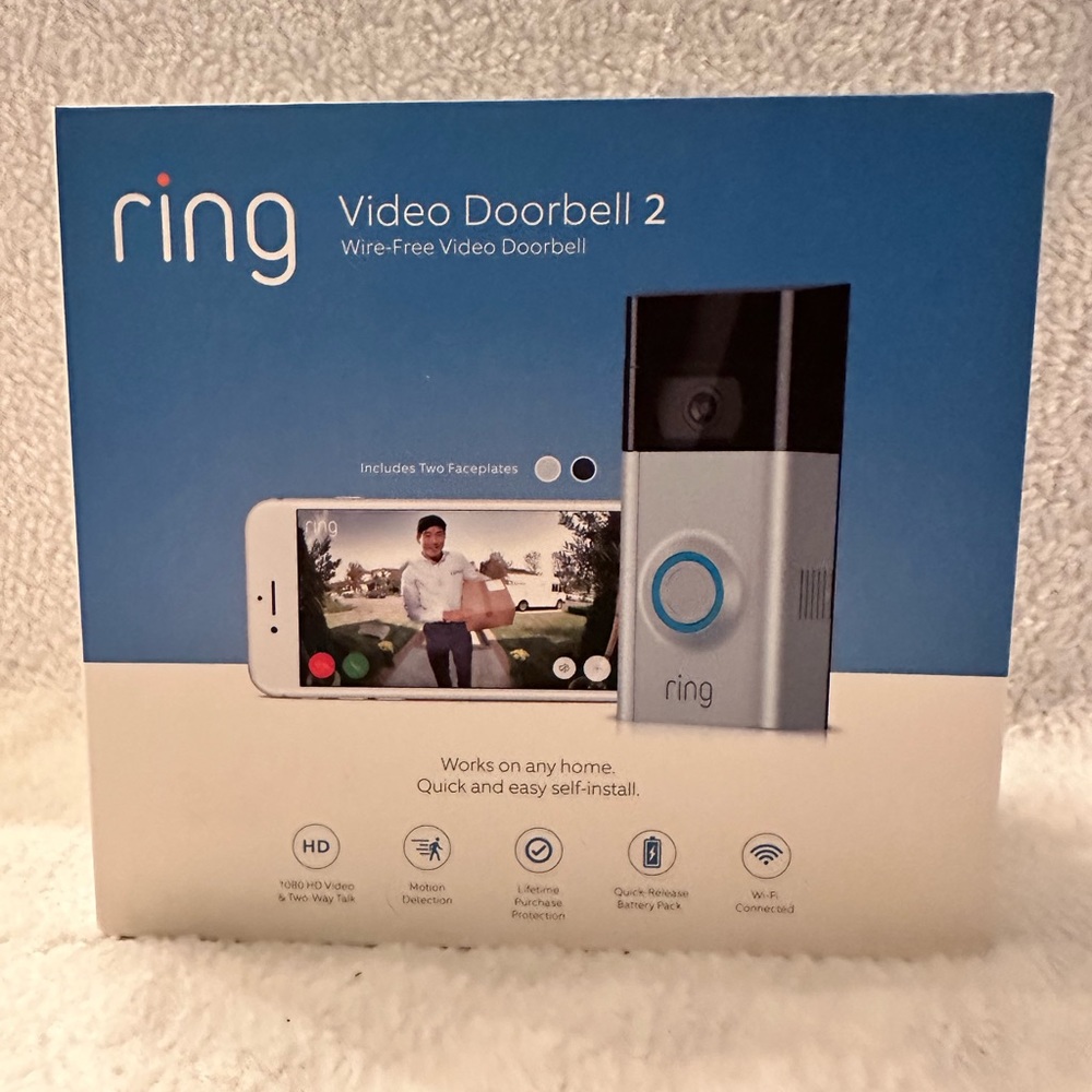 RING Video Doorbell 2 Wire-Free Video Doorbell HD Video Manufacturer Sealed NEW.